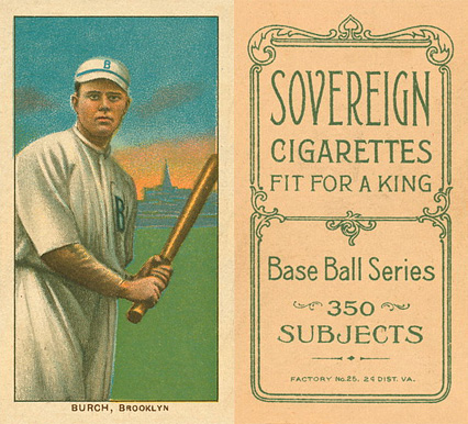 1909 White Borders Sovereign Burch, Brooklyn #60 Baseball Card