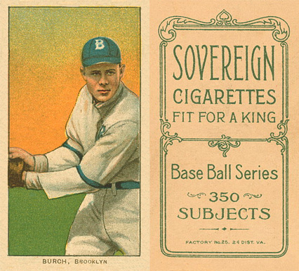 1909 White Borders Sovereign Burch, Brooklyn #61 Baseball Card