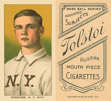 1909 White Borders Tolstoi Marquard, N.Y. Nat'L #305 Baseball Card