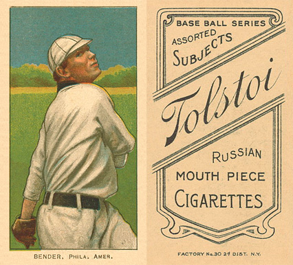 1909 White Borders Tolstoi Bender, Phila. Amer. #33 Baseball Card