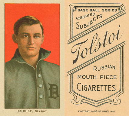 1909 White Borders Tolstoi Schmidt, Detroit #427 Baseball Card
