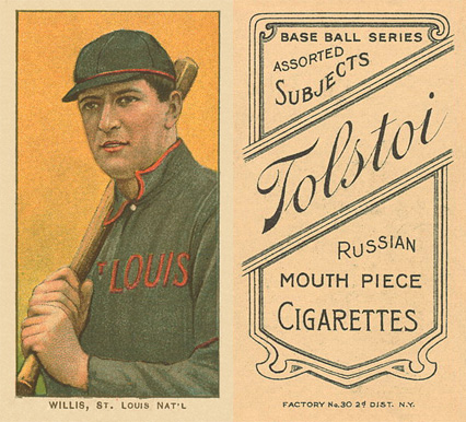 1909 White Borders Tolstoi Willis, St. Louis Nat'L #515 Baseball Card