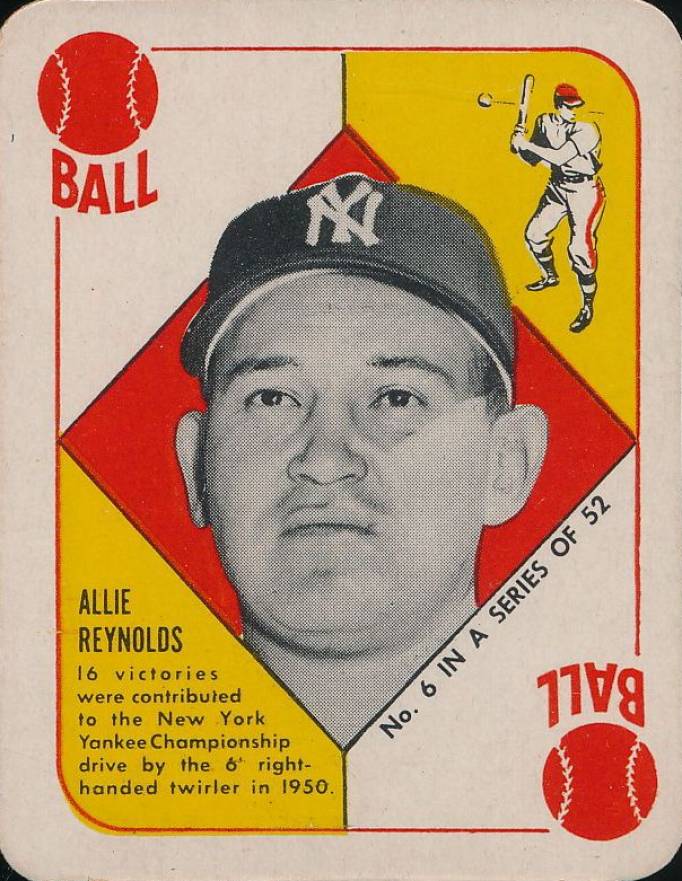1951 Topps Red Backs Allie Reynolds #6 Baseball Card