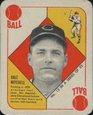 1951 Topps Red Backs Dale Mitchell #13 Baseball Card