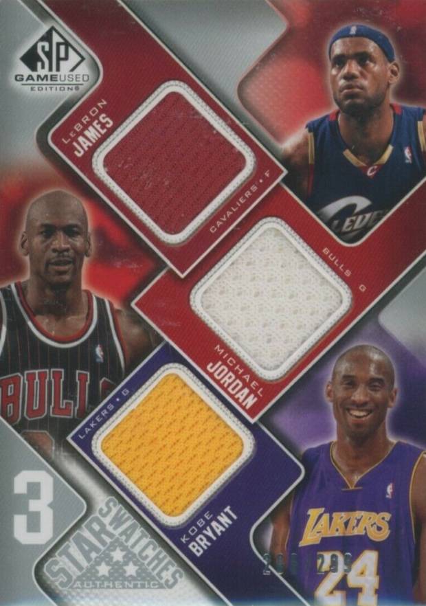 2009 SP Game Used 3 Star Swatches Kobe Bryant/LeBron James/Michael Jordan #3SJBJ Basketball Card