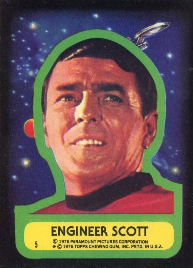 1976 Topps Star Trek Stickers Engineer Scott #5 Non-Sports Card