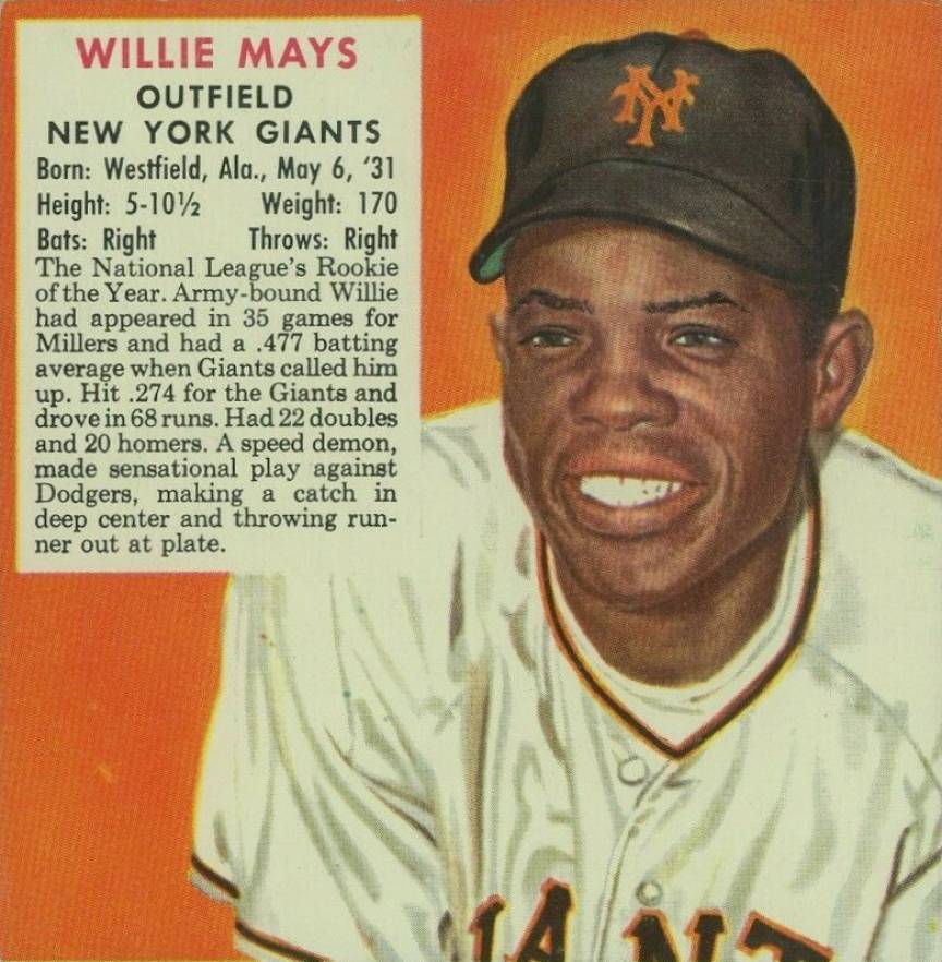 1952 Red Man Tobacco Willie Mays # Baseball Card