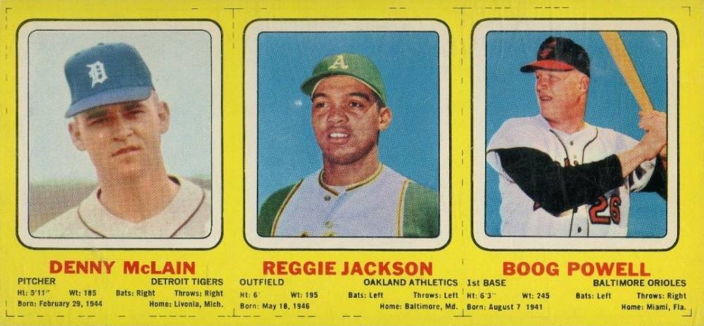 1970 Transogram Hand Cut Denny McLain/Reggie Jackson/Boog Powell # Baseball Card