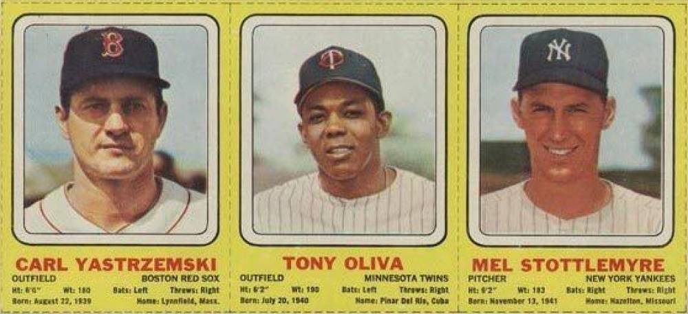 1970 Transogram Hand Cut Carl Yastrzemski/Tony Oliva/Mel Stottlemyre # Baseball Card