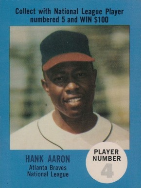 1968 Atlantic Oil Play Ball Game-Perforated Hank Aaron # Baseball Card