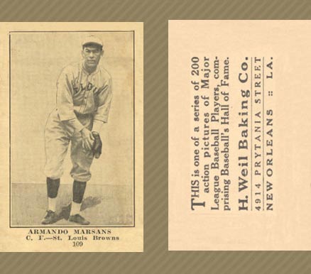 1917 Weil Baking Co. Armando Marsans #109 Baseball Card