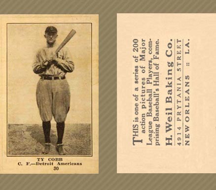 1917 Weil Baking Co. Ty Cobb #30 Baseball Card