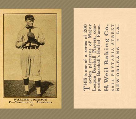 1917 Weil Baking Co. Walter Johnson #87 Baseball Card