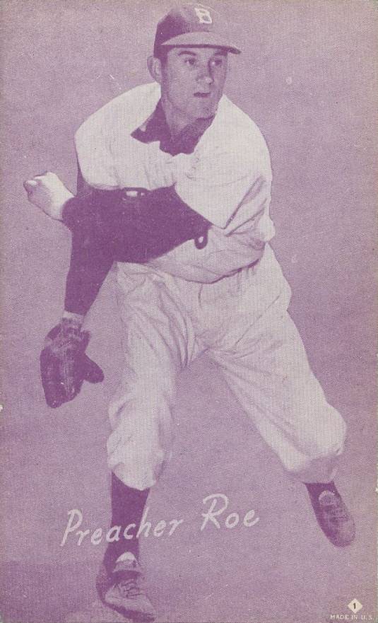 1953 Canadian Exhibits Preacher Roe #1 Baseball Card