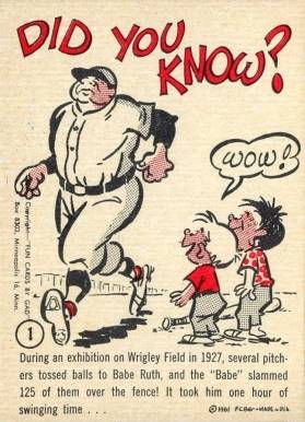 1963 Gad Fun Cards Babe Ruth #1 Baseball Card