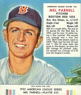 1953 Red Man Tobacco Mel Parnell #25 Baseball Card