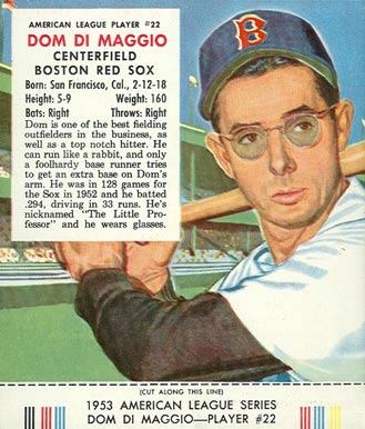 1953 Red Man Tobacco Dom DiMaggio #22 Baseball Card