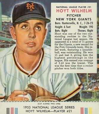 1953 Red Man Tobacco Hoyt Wilhelm #21 Baseball Card