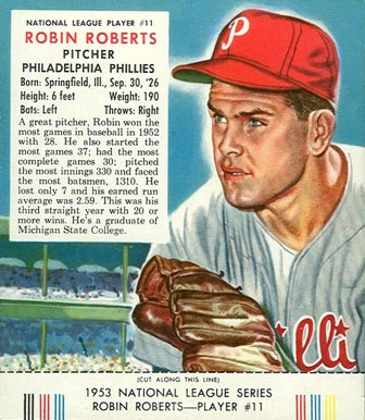 1953 Red Man Tobacco Robin Roberts #11 Baseball Card