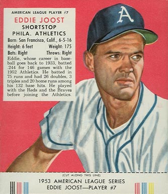 1953 Red Man Tobacco Eddie Joost #7 Baseball Card