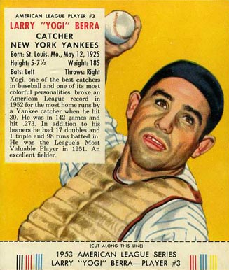 1953 Red Man Tobacco Larry (Yogi) Berra #3 Baseball Card