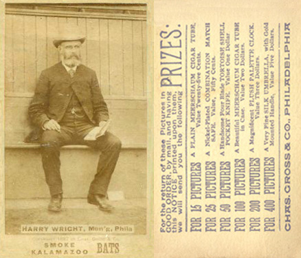 1887 Kalamazoo Bats Harry Wright, Man'g, Phila # Baseball Card
