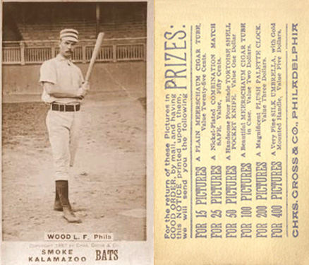 1887 Kalamazoo Bats Wood,L.F. Phila # Baseball Card