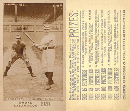 1887 Kalamazoo Bats Fogarty, and McGuire, C., Phila. # Baseball Card