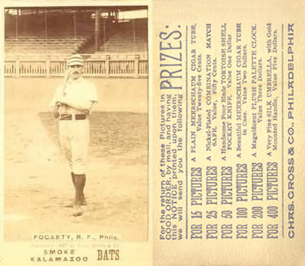 1887 Kalamazoo Bats Fogarty, R.F., Phila. # Baseball Card