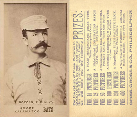 1887 Kalamazoo Bats Dorgan, R.F. N.Y's. # Baseball Card