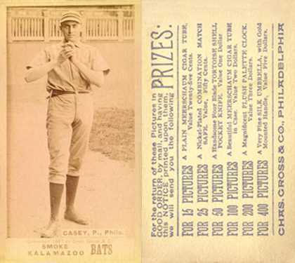 1887 Kalamazoo Bats Casey, P., Phila. # Baseball Card