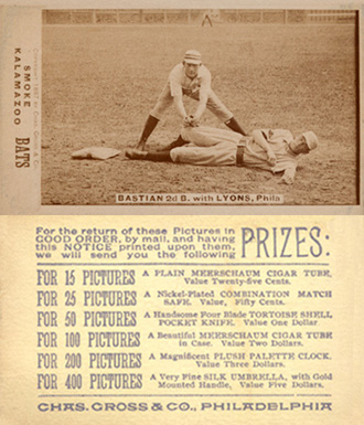 1887 Kalamazoo Bats Bastian 2d B. with Lyons, Phila # Baseball Card