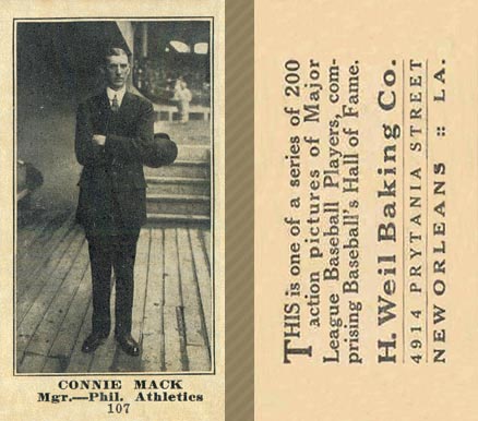 1916 Weil Baking Co. Connie Mack #107 Baseball Card