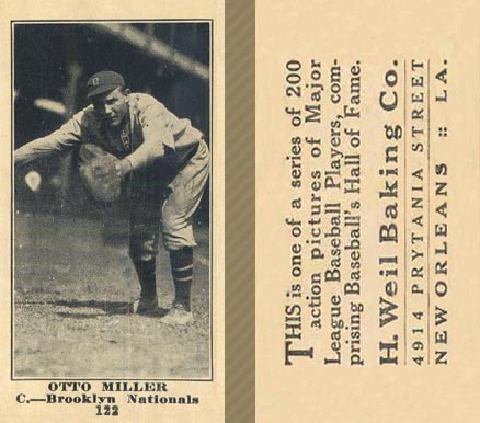 1916 Weil Baking Co. Otto Miller #122 Baseball Card