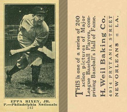 1916 Weil Baking Co. Eppa Rixey #142 Baseball Card