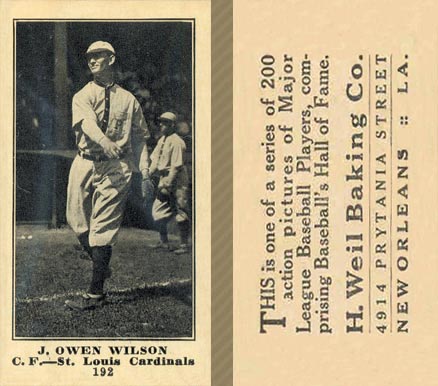 1916 Weil Baking Co. J. Owen Wilson #192 Baseball Card
