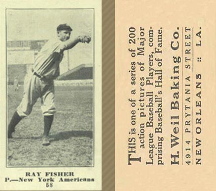 1916 Weil Baking Co. Ray Fisher #58 Baseball Card