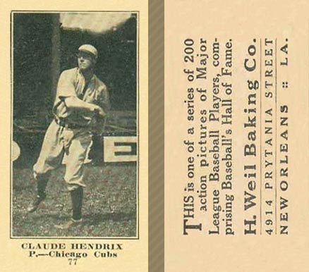 1916 Weil Baking Co. Roy Hartzell #77 Baseball Card