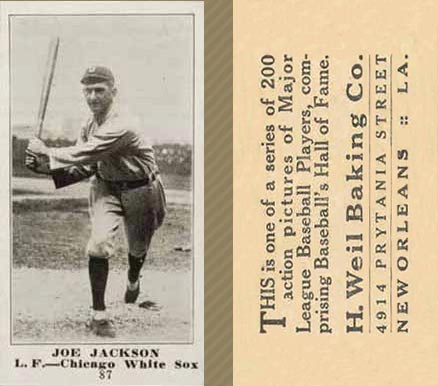 1916 Weil Baking Co. Joe Jackson #87 Baseball Card