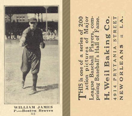 1916 Weil Baking Co. William James #88 Baseball Card