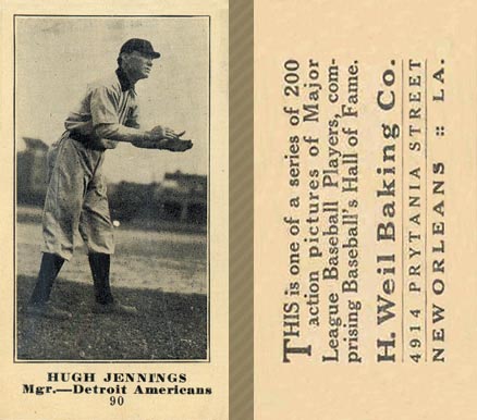 1916 Weil Baking Co. Hugh Jennings #90 Baseball Card