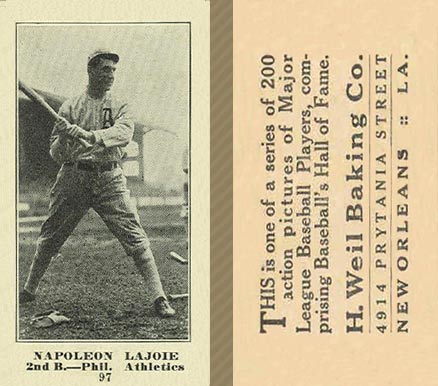 1916 Weil Baking Co. Napoleon Lajoie #97 Baseball Card