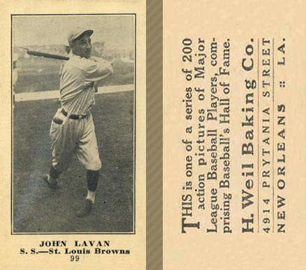 1916 Weil Baking Co. John Lavan #99 Baseball Card