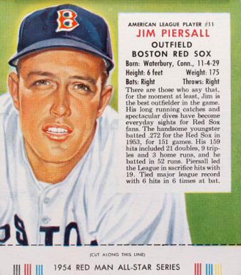1954 Red Man Tobacco Jim Piersall #11 Baseball Card