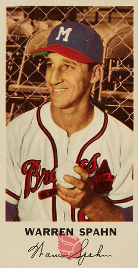 1954 Johnston Cookies Braves Warren Spahn #21 Baseball Card