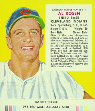 1955 Red Man Tobacco Al Rosen #11 Baseball Card