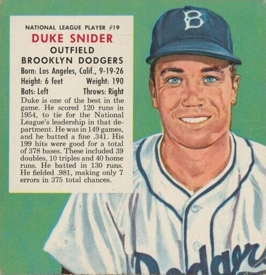 1955 Red Man Tobacco Duke Snider #19 Baseball Card