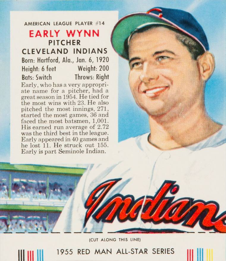 1955 Red Man Tobacco Early Wynn #14 Baseball Card
