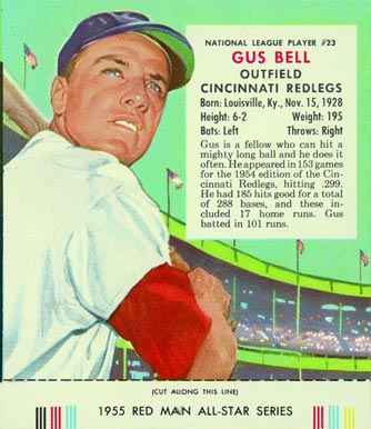 1955 Red Man Tobacco Gus Bell #23 Baseball Card