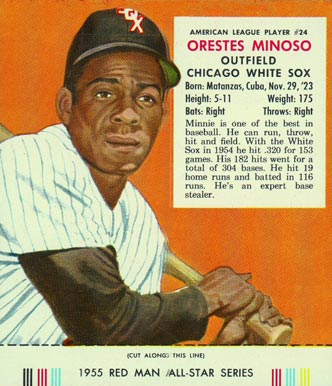 1955 Red Man Tobacco Orestes Minoso #24 Baseball Card